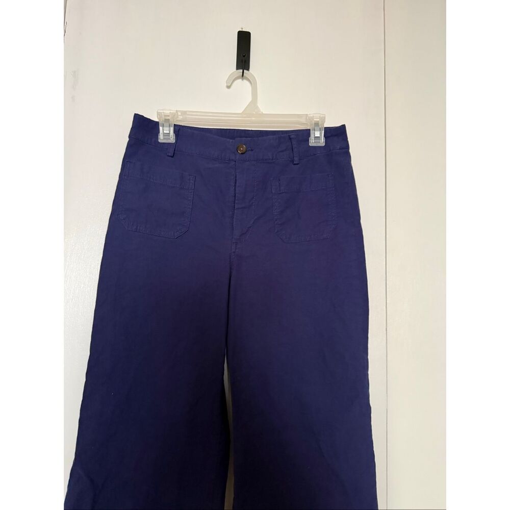 J.Crew Wide Leg Linen Blend Pants Women’s 27 Blue Patch Pocket High Rise - Picture 4 of 13